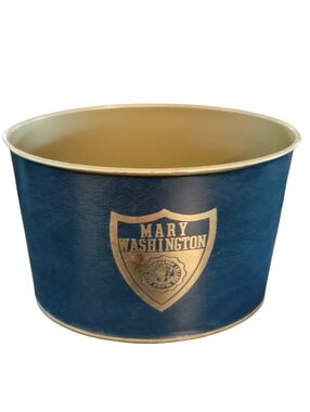 Vintage Mary Washington College Metal Cachepot Blue Gold University of VA